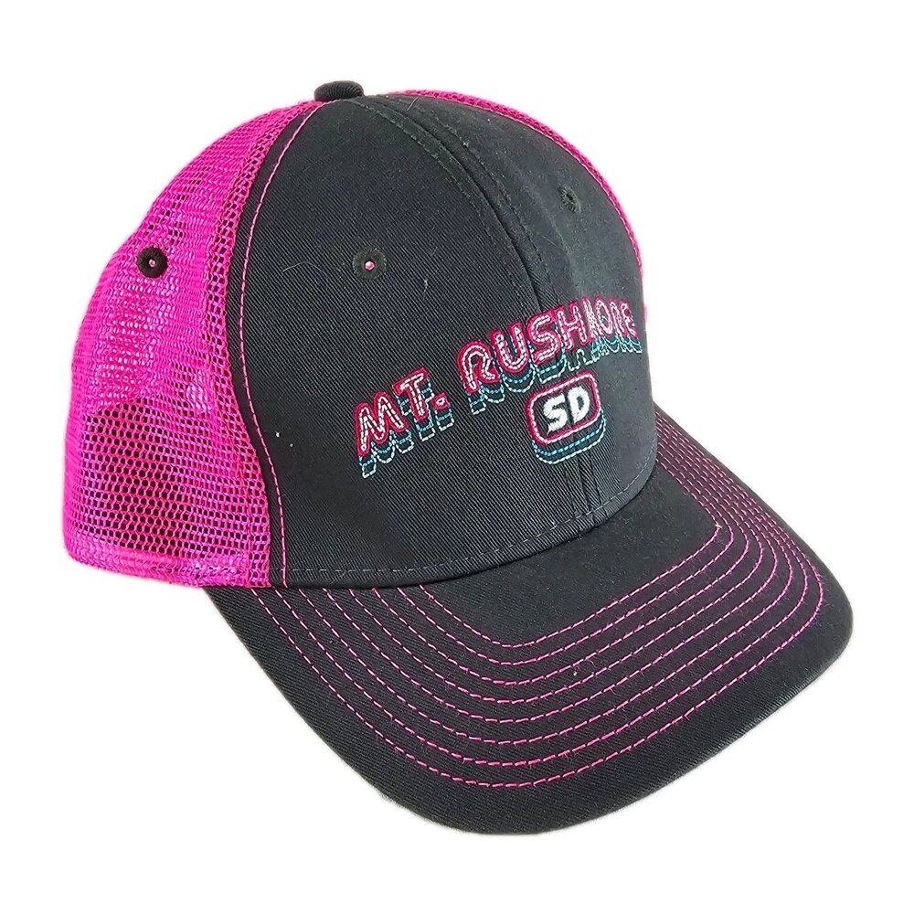 Mount Rushmore Hat Womens Adjustable Pink Trucker Snapback Meshback South Dakota